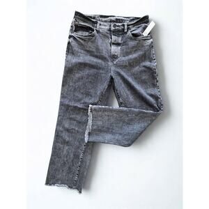 a.n.a. High-Rise Crop Straight Jeans - Acid Wash Gray - Raw Hem - Size 8